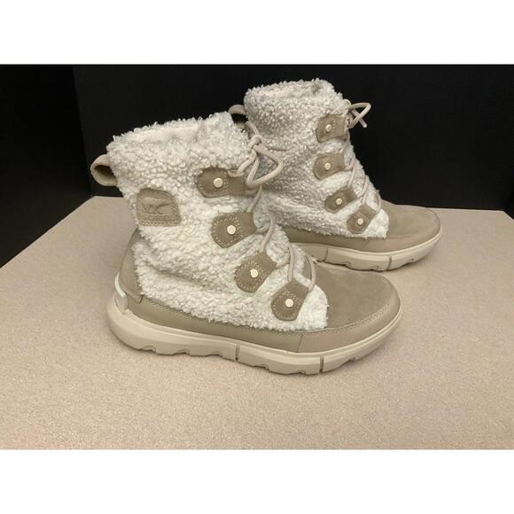 Sorel Shoes - Womens Sorel Explorer II Joan Cozy Waterproof Tan/White Winter Boots. Size 7.